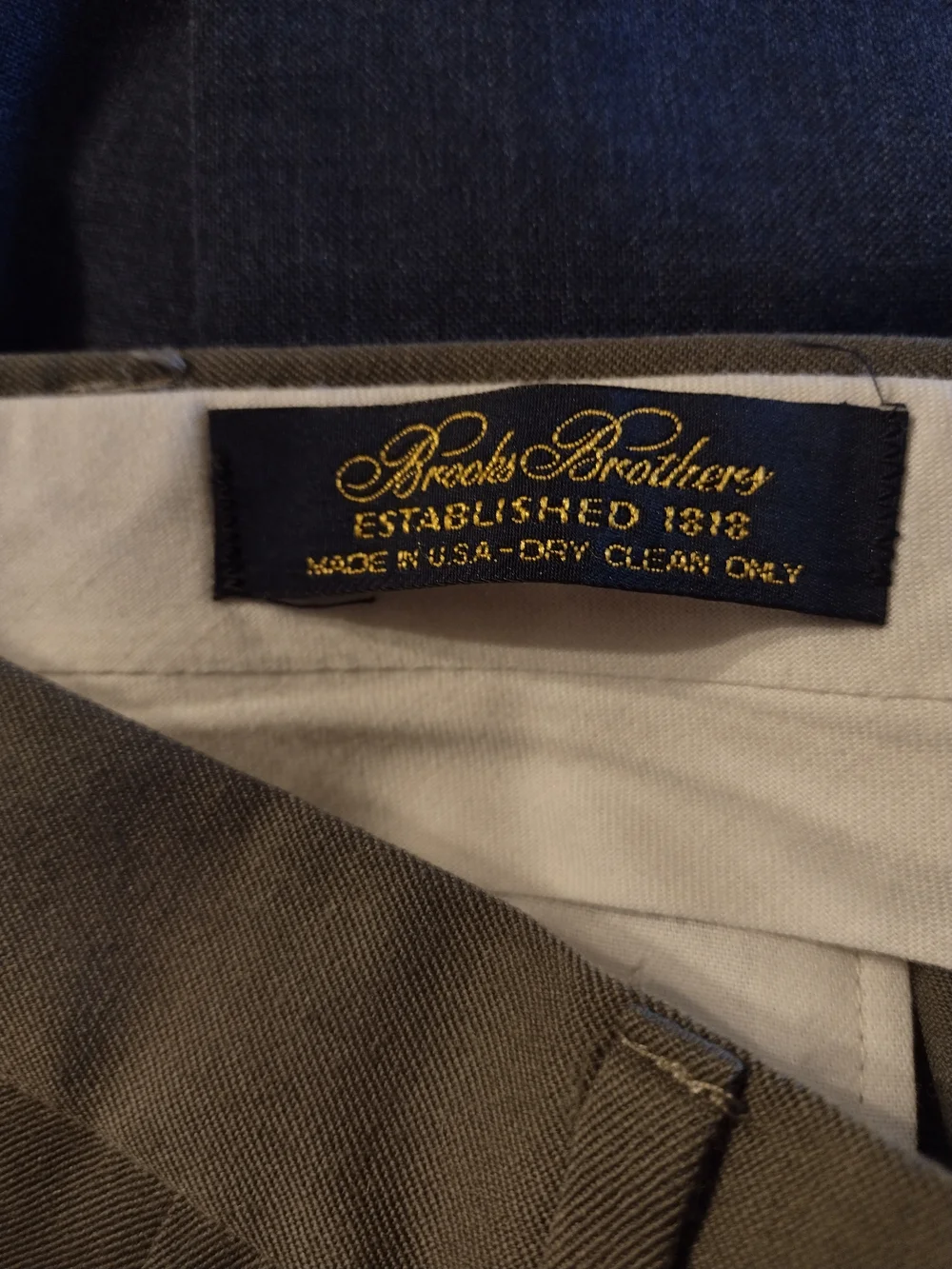 VTG Brooks Brothers Wool Dress Pants Men 36X30 Olive Pleated Cuffed Made In USA